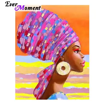 

Ever Moment Diamond Painting African Woman Home Decoration Picture Of Rhinestone Full Square Drill Diamond Embroidery 3F397