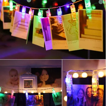 

HANMIAO 10 LED Garland for Photo Clip String Lights Battery Operated Christmas Garlands Wedding Valentines Lights Decoration 37