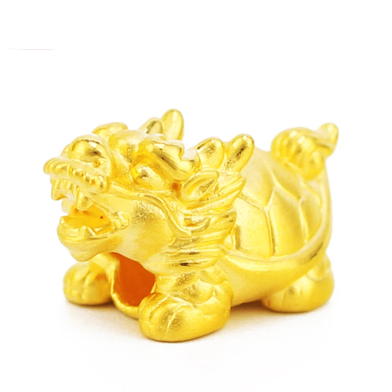 

Real 999 24k Yellow Gold Pendant 3D Women Dragon Turtle Only Pendant 21x12mm