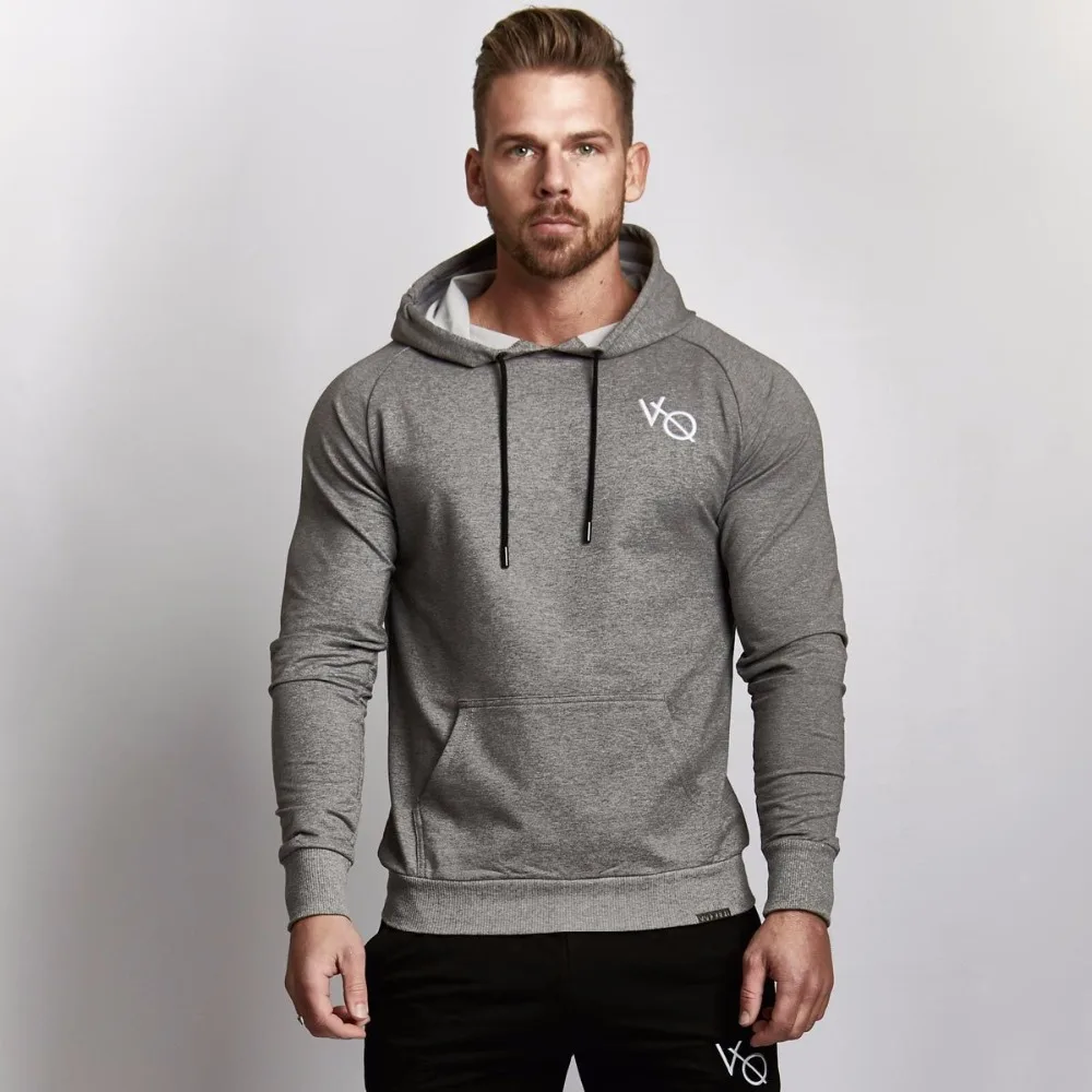 2019 VQ Men Hoodies Fashion Casual gyms fitness Bodybuilding Hooded jacket male cotton