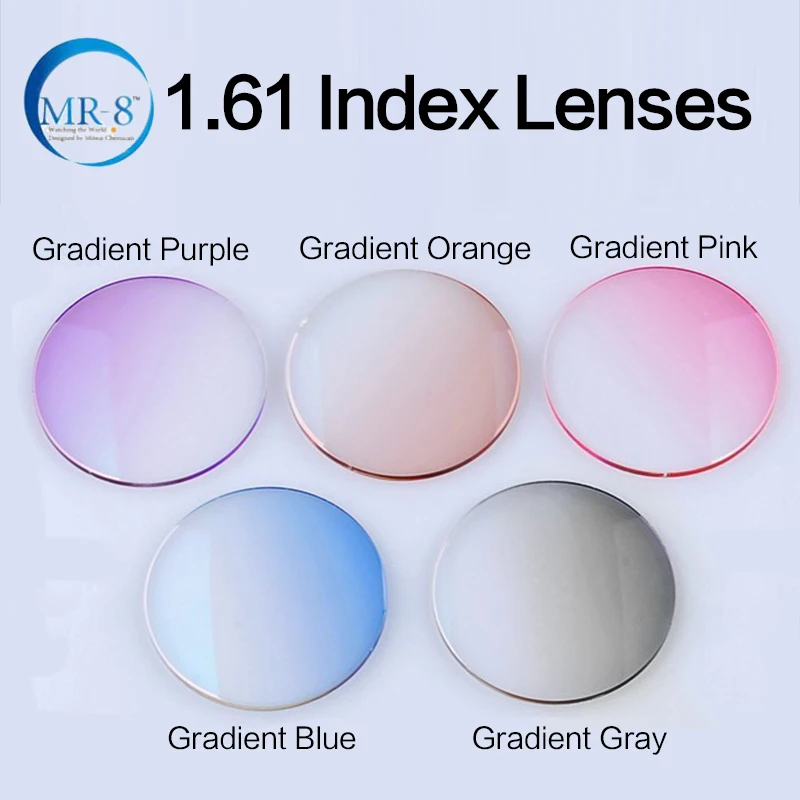 

Radiation Protection 1.61 High Index MR-8 Super-Tough Gradient Tint HMC EMI Asphere Anti UV Myopia Hyperopia Prescription Lenses