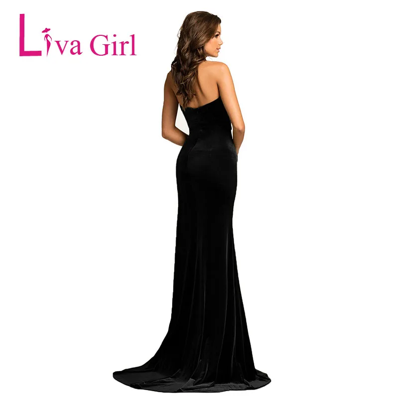 Black-Thigh-High-Split-Velvet-Evening-Gown-LC610993-2-2