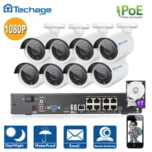 Techage Полный 8CH NVR 1080 P POE Комплект 8 ШТ. 2.0MP IP66 Водонепроницаемый ИК-Камера IP P2P Домашней Безопасности CCTV Система ВИДЕОНАБЛЮДЕНИЯ Комплект