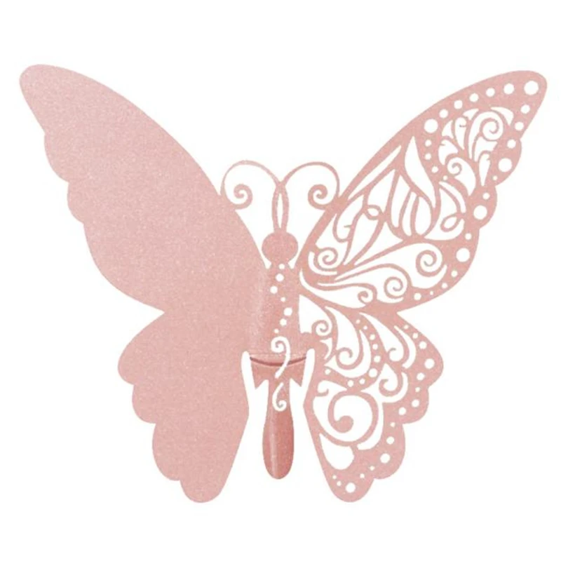 New 50 Pcs Butterfly Wine Glass Paper Card for Wedding Party White Wedding Party Decoration Table Seat Decoration #Q21R (6)
