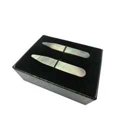 SHANH ZUN Natural Mother of Shell Pearl Collar Stays Mens Accessories Pack of 2 2.37 Inches SHANH ZUN Natural Mother of Shell Pearl Collar Stays Mens Accessories Pack of 2 2.37 Inches