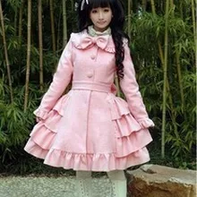 Милое теплое зимнее милое пальто Лолиты зимние длинные пальто всех размеров с каппой