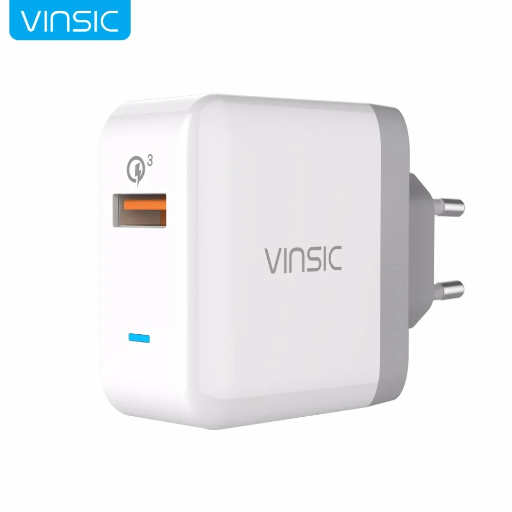 

Vinsic Quick Charger 3.0 Wall Charger QC3.0 Mini Travel Charger Adapter Phone Charger For iPhone X Samsung S9 Xiaomi Mi8 HTC