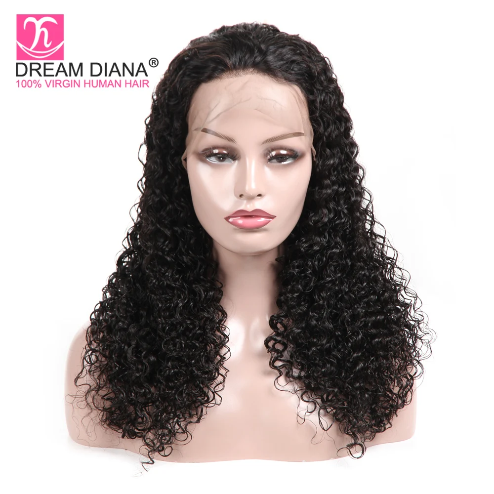 DreamDiana бразильский полный парик шнурка вьющиеся волосы Remy завиток воды 100% человеческих искусственный парик Безглютеновые полные парики