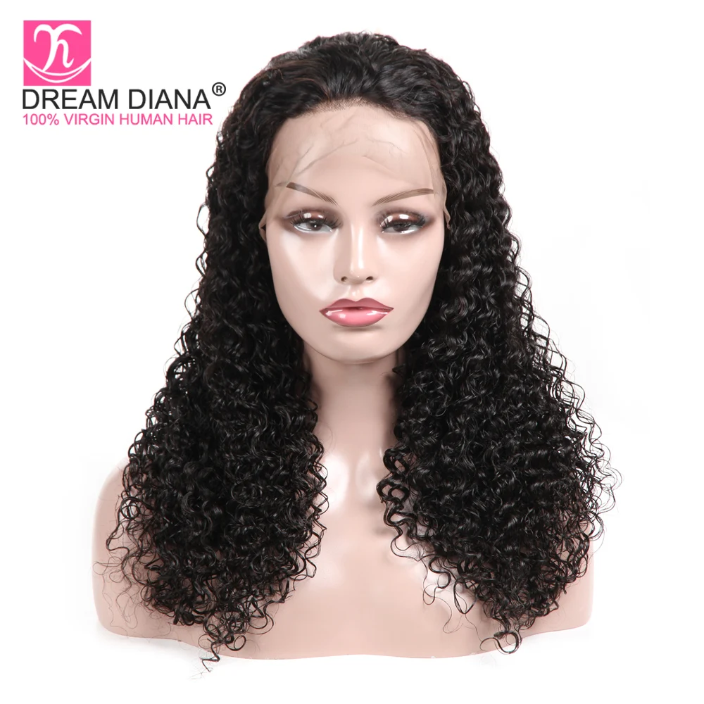 DreamDiana бразильский полный парик шнурка вьющиеся волосы Remy завиток воды 100%
