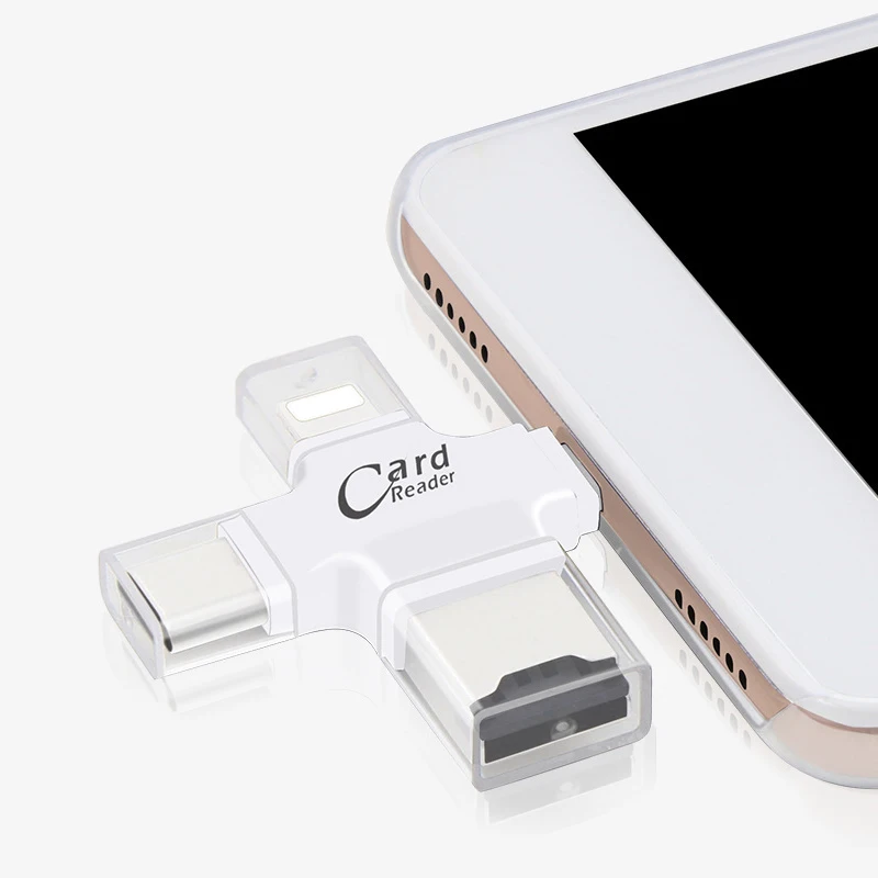 4 в 1 кардридер usb type-C Micro USB Micro SD кард-ридер для iphone 7 plus 6s 5s для iPad MacBook Android OTG TF считыватель SD карт