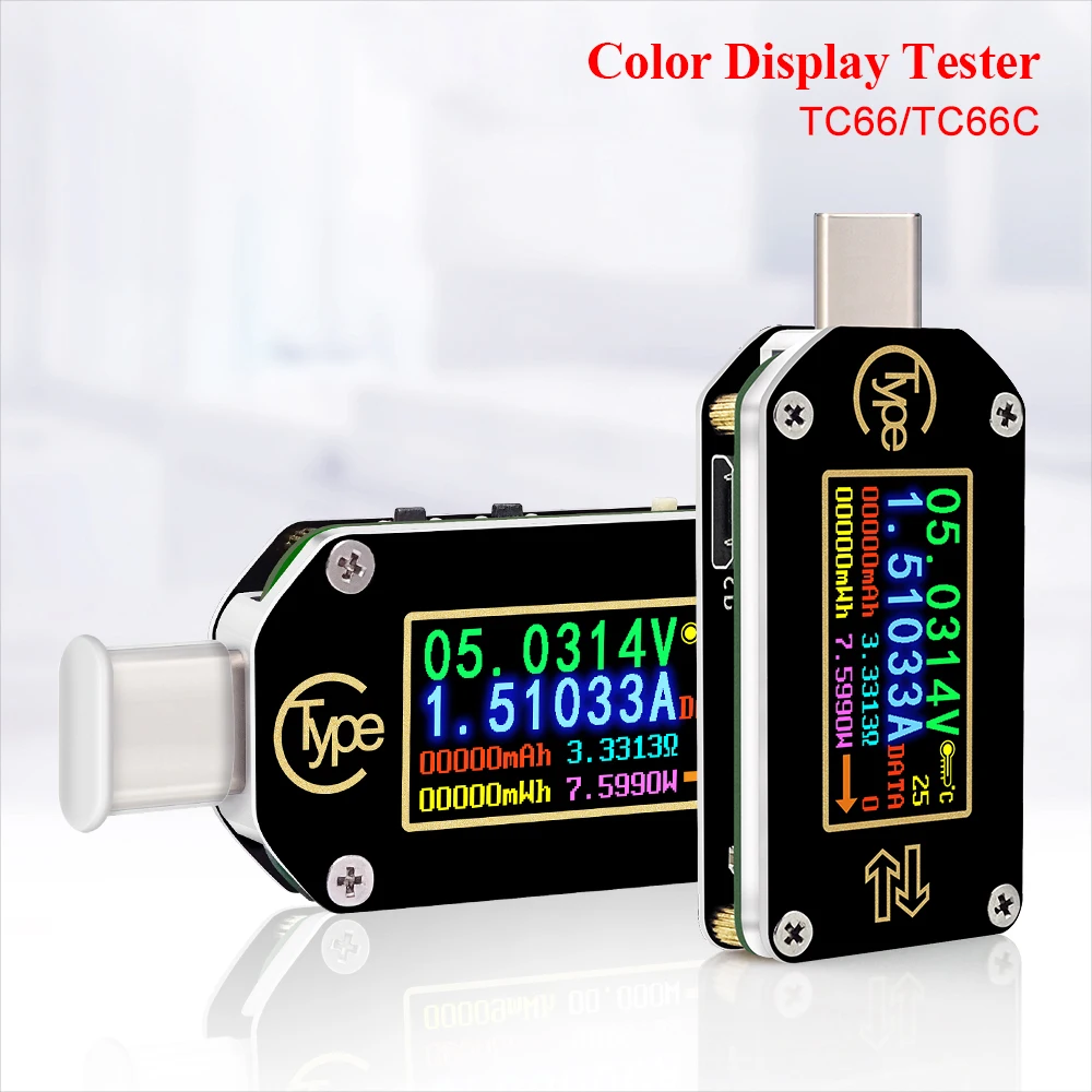 

Multimeter USB Tester HD TC66/TC66C Type-C PD trigger Voltmeter ammeter voltage 2 way current meter Tester
