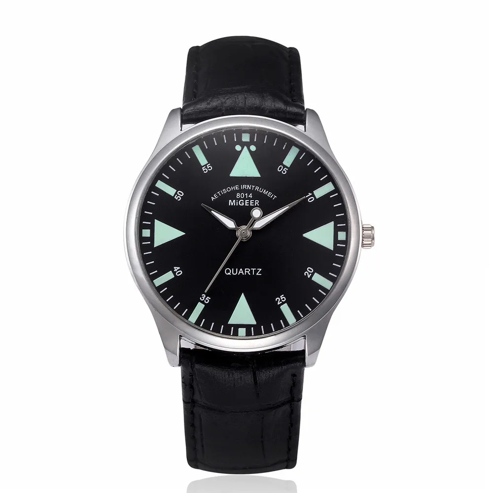 

Men Watch Retro Design Black Dial Leather Strap Symmetrical Triangle Scale Quartz Wrist Watch relojes hombre reloj de hombre