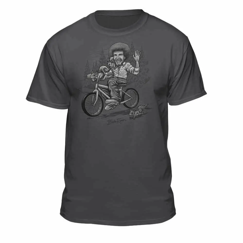 

harajuku Michael jackson Bob Ross Sketched Riding A Bicycle Licensed T-Shirt liverpool john wick geek pulp fiction