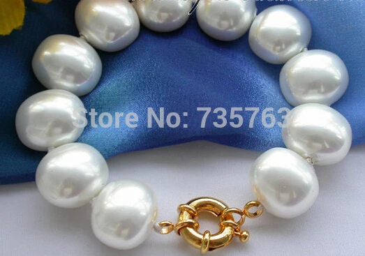 Xiuli 00462 " белое яйцо Южной Sea Shell жемчужный браслет