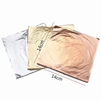 

100pcs 14x14cm Art Craft Paper Imitation Gold Sliver Copper Leaf Leaves Sheets Foil Paper for Gilding DIY Craft Decoration