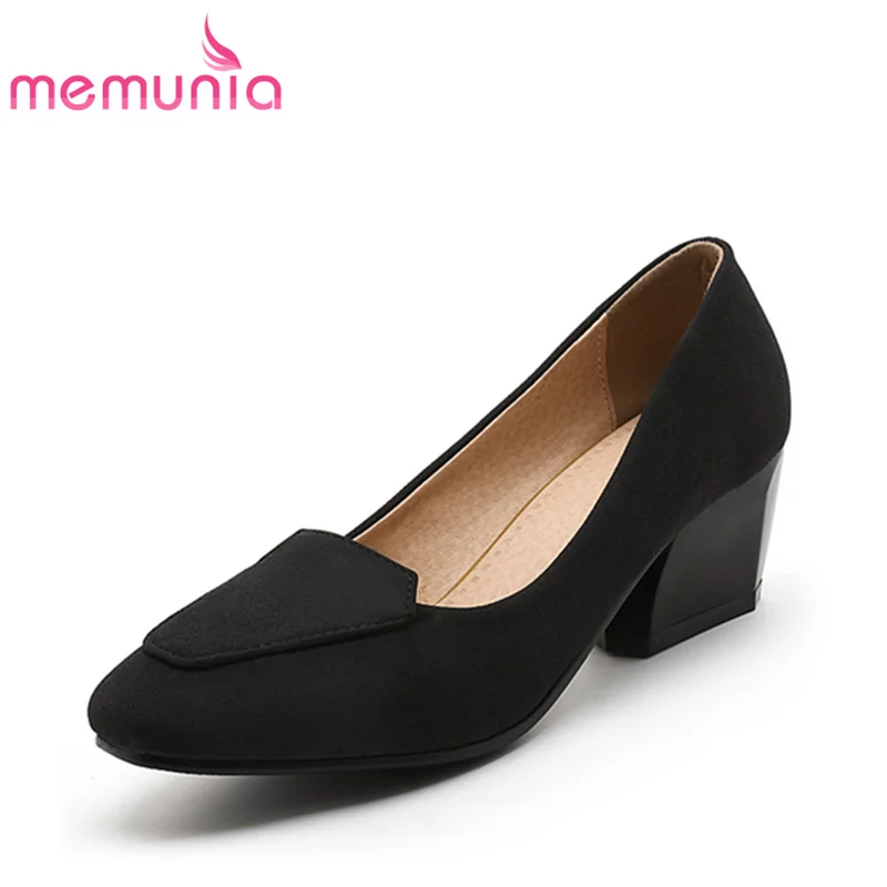 

MEMUNIA 2017 new arrive women pumps square toe fashion shallow high heels shoes Solid  simple single shoes big size 33-47