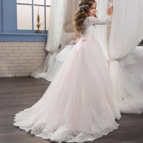 Милые Кружевные Платья с цветочным узором для девочек на свадьбу; платья для первого причастия для девочек; Primera Comunion; одежда принцессы; Индивидуальный размер