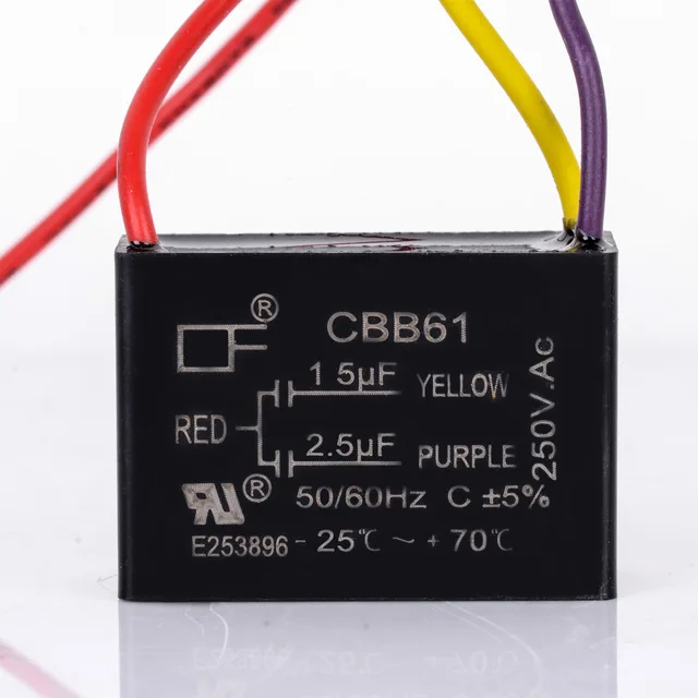 1pc 3 Wires Electric Fan Capacitor Cbb61 1 5uf 2 Ac 1pc 3 Wires Electric Fan Capacitor Cbb61 1 5uf 2 Ac 250v 50