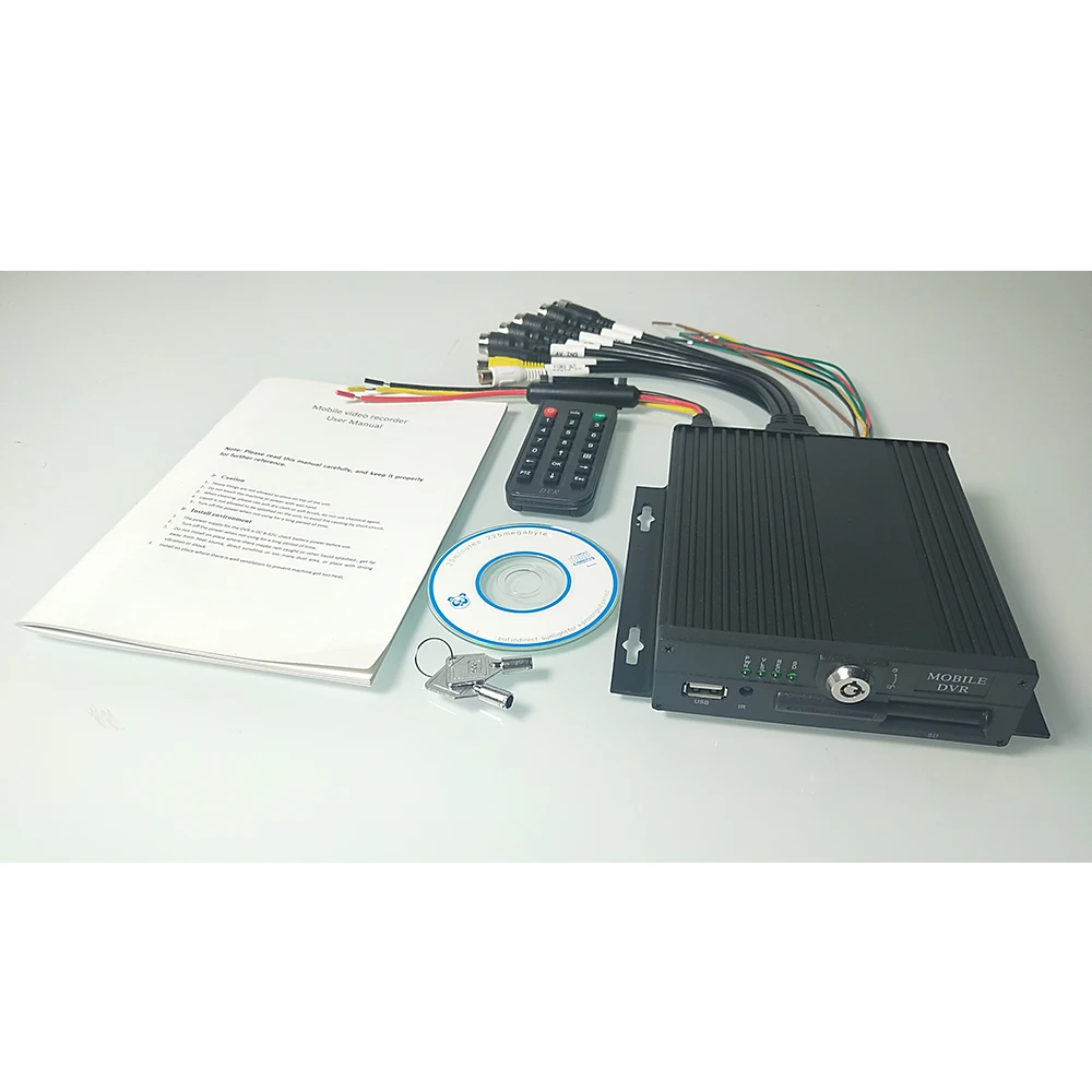 Technical service support can upgrade remote AHD 4CH SD Card Mobile DVR support 1 channel audio input monitoring host