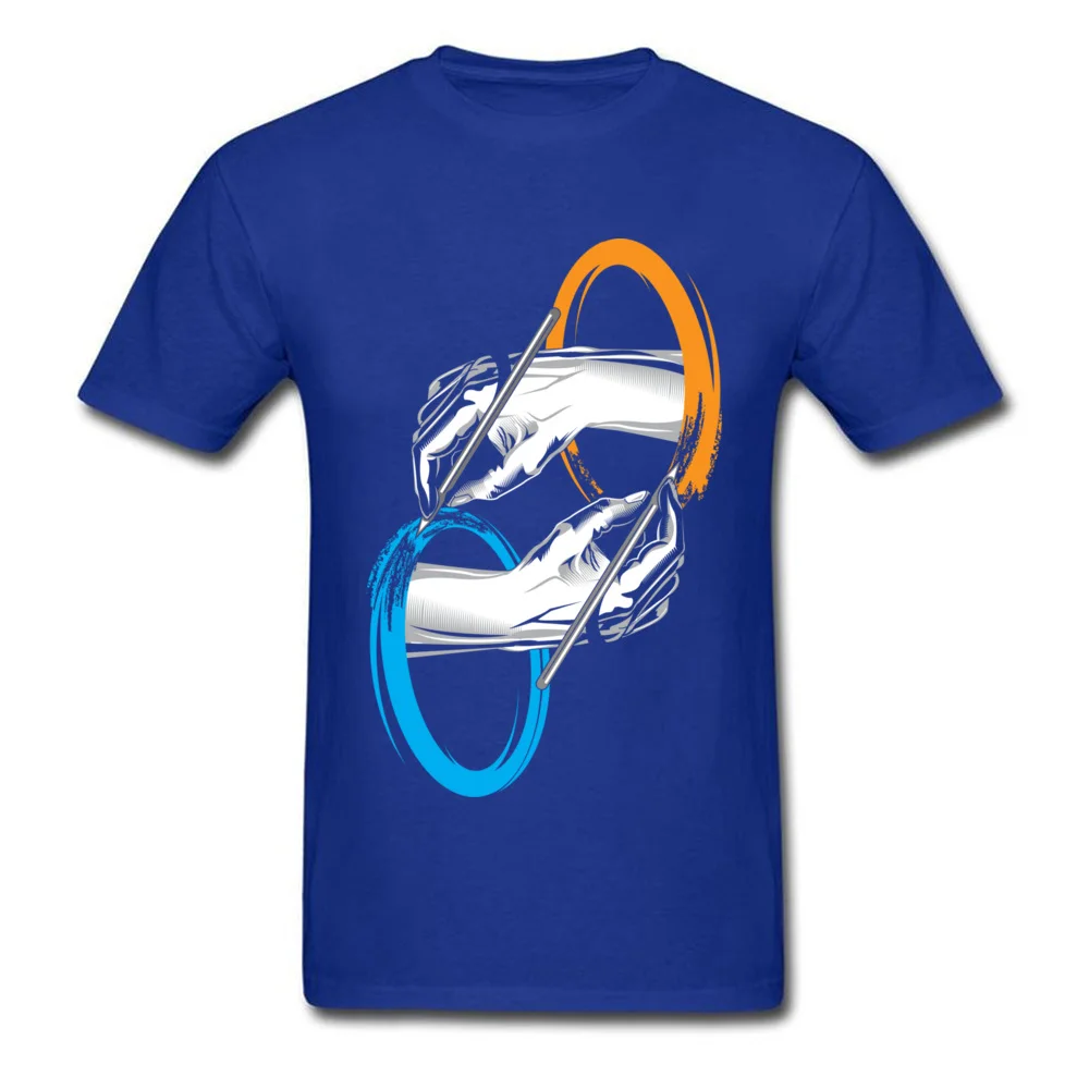 Normal T Shirt Discount O-Neck Drawing Portals All Cotton Men Tops T Shirt Hip hop Short Sleeve Tee-Shirt Top Quality Drawing Portals blue