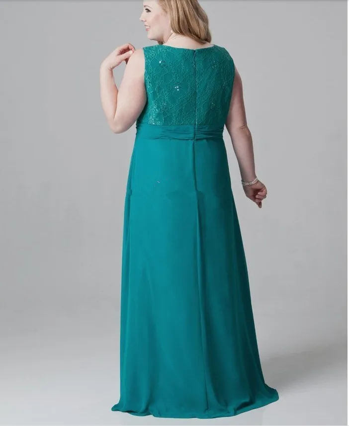 Размера плюс изумрудно-зеленый для матери невесты кружевные платья с накидкой шифоновое вечернее платье, расшитое бисером сексуальное платье с v-образным воротом, полу-Длина