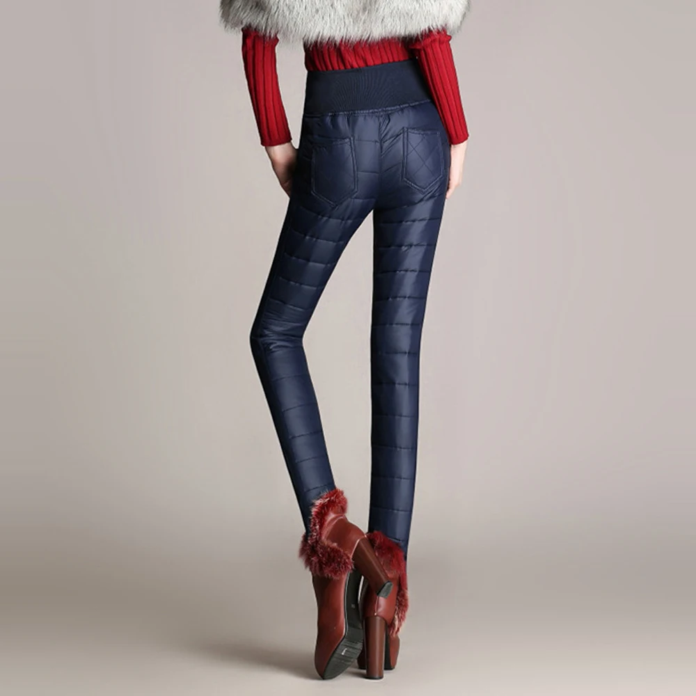  New Fashion Women's Winter Pencil Pants Plus Velvet Stretch Thick Warm Down Pants Trousers Elegant 