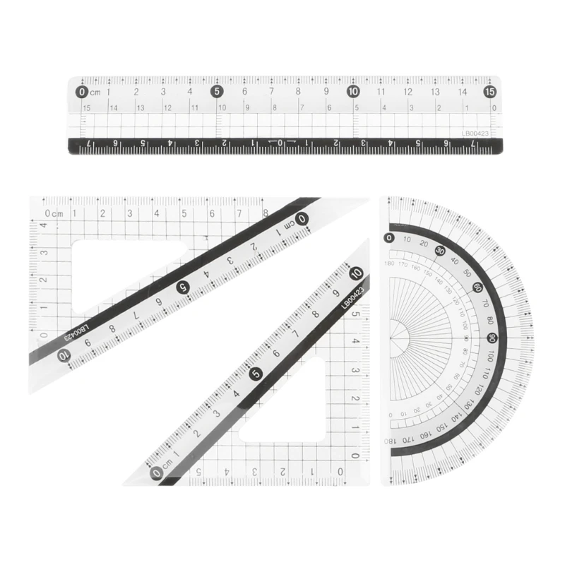 1 компл. 4 шт. ученик рисования квадраты треугольник линейка транспортир математическая Геометрия Канцтовары высокое качество