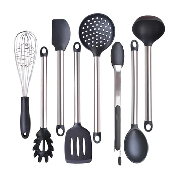 

6 & 8 Pieces Super Sturdy Cooking Utensils Set & Non Stick Silicone Tips For Pots and Pans, Kitchen Utensils by Leeseph