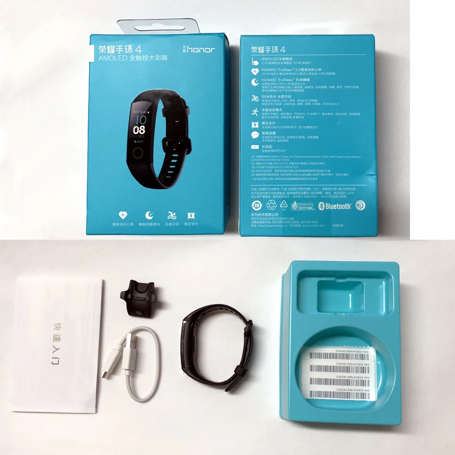 Huawei Honor Band 4/4, умный Браслет для бега, 0,95 дюймов, умный OLED, для плавания, водонепроницаемый, Bluetooth, фитнес-трекер, сенсорный экран