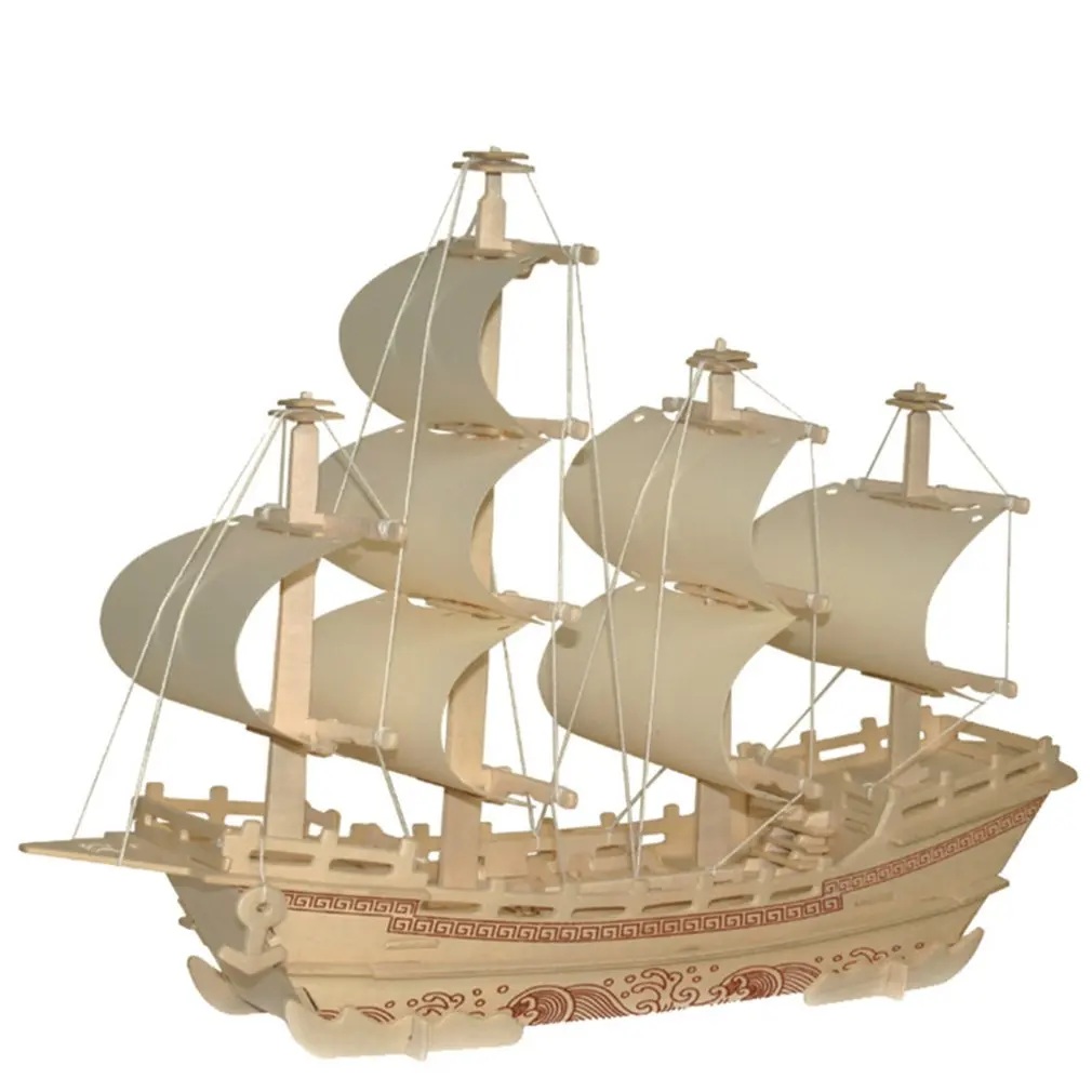 

Creative 3D Wooden Puzzle Ship Kids Tridimensional Cabins Kids Building Assemble Toys Unique Present for Children