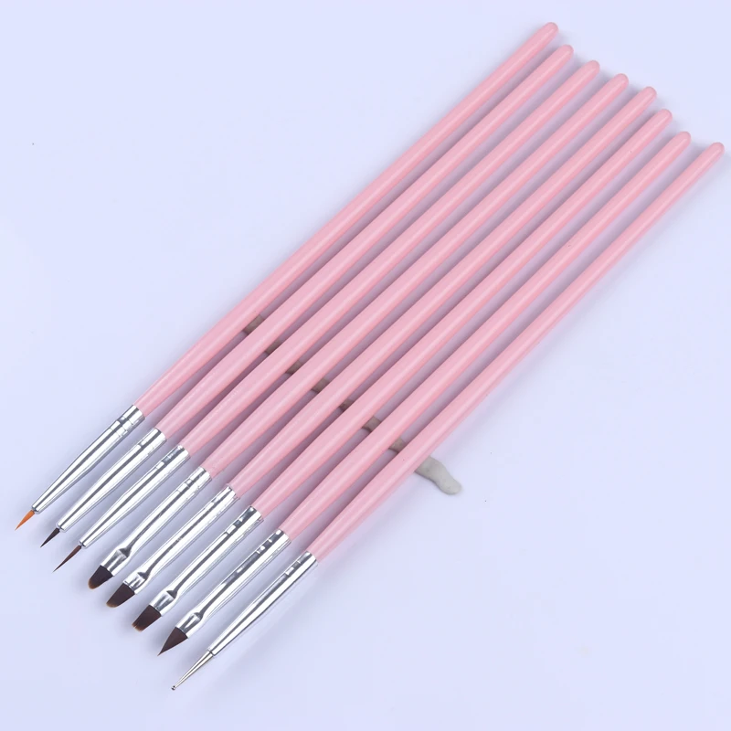 8 шт./компл. розовый дизайн ногтей, ручка с кисточкой акриловые кисти для УФ-геля нажмите с силой так, ручка для рисования Рисование контурная кисточка для инструменты для дизайна ногтей