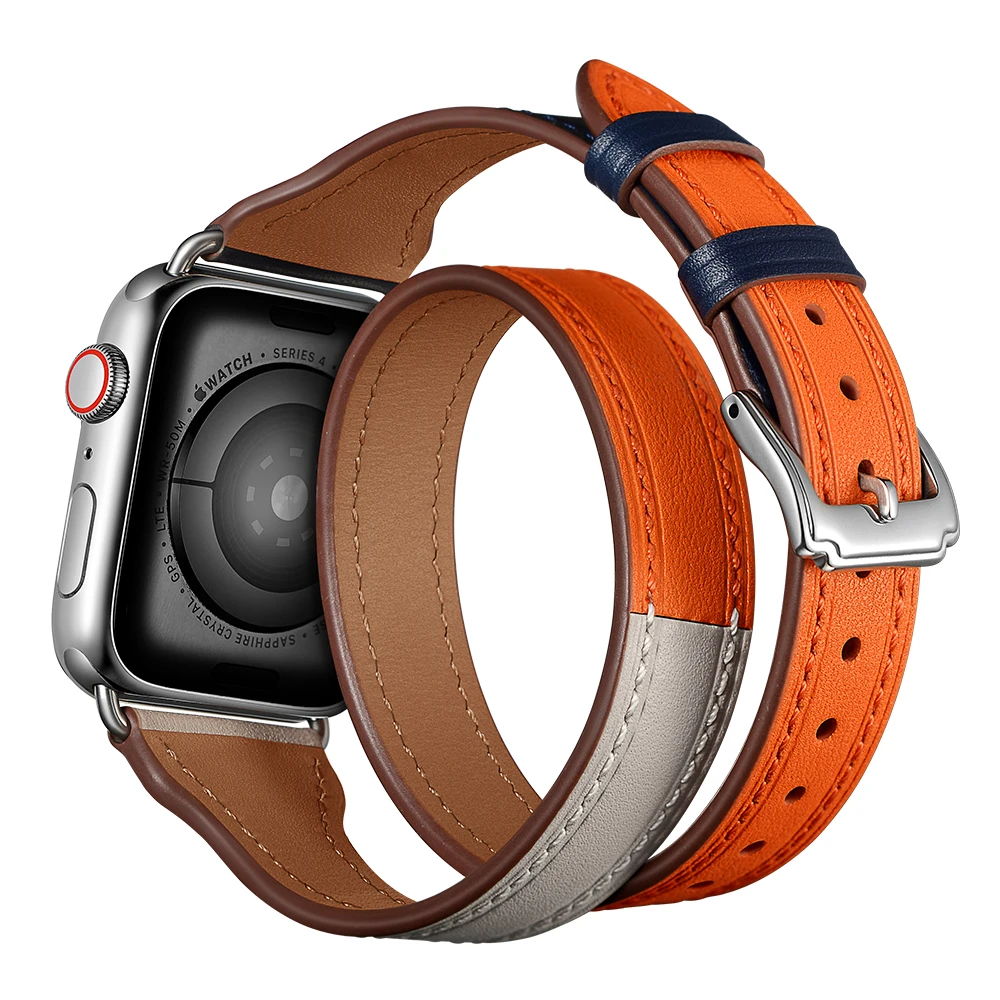Кожаный ремешок для Apple Watch 42 мм 38 44 40 Iwatch 4 3 2 1 двойной тур наручный ремень браслет