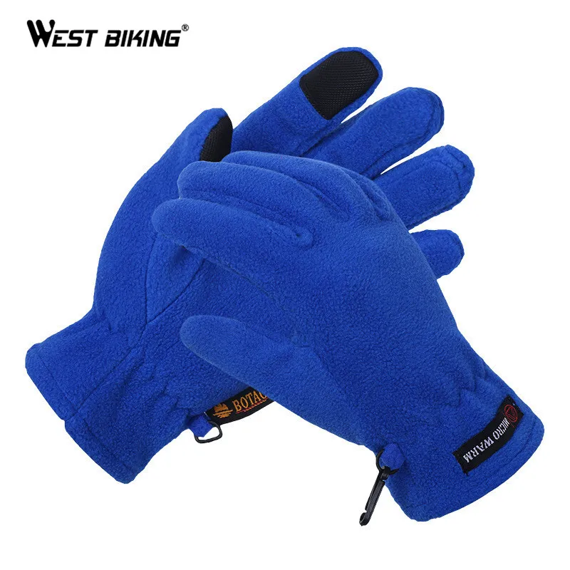 WEST BIKING/Зимние перчатки для велоспорта с сенсорным экраном флисовые термо