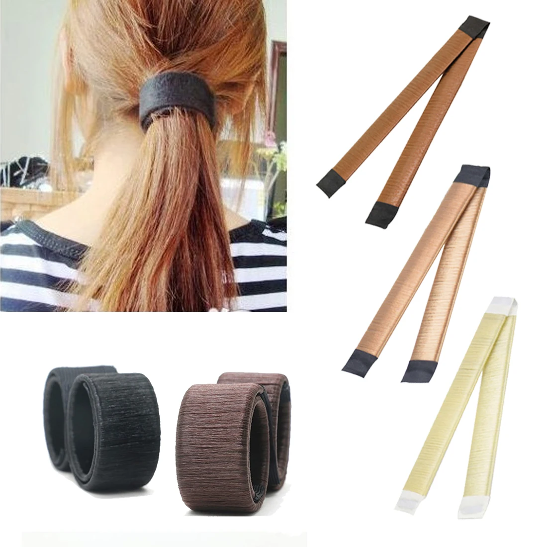 

DIY Easy Bun Maker Topknot Hair Braider Elastic Hairband Donuts Chignon Updo Hairstyle Clip 1pc Magic Styling Hair Tools