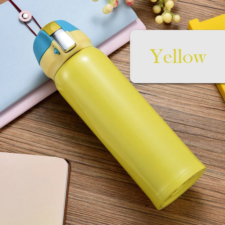 Нержавеющая сталь емкость для воды с теплоизоляцией чашки подпрыгивающие вакуумные чашки может напечатать Лазерная Гравировка Логотип индивидуальный подарок - Цвет: yellow
