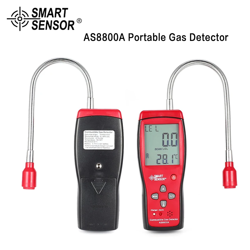 

SMART SENSOR AS8800A Combustible Natural Gas Detector Portable Gas Leak Location Determine Analyzer Tester Sound Light Alarm