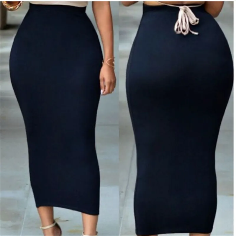 

Muslim Women's Sexy Skinny Pencil Thick Skirt Ladies Hips Wrap Bodycon High Waist Elastic Stretch Long Maxi Frauen Pencil Skirts