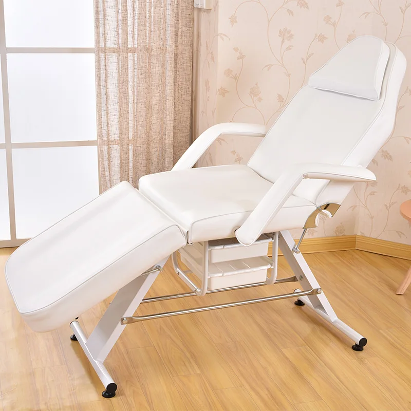 Massage Facial Table Bed Chair Beauty Spa Salon Equipment White Leather Multi purpose Salon
