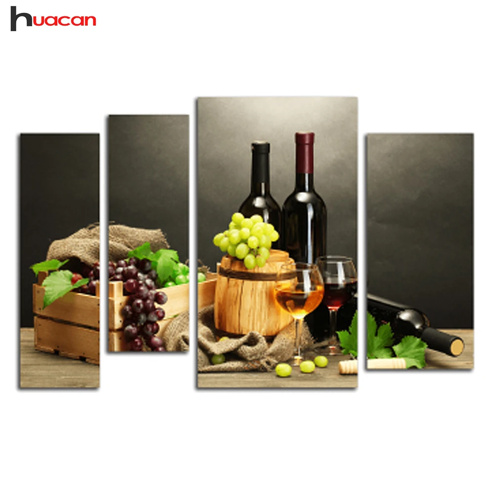 

HUACAN 5D Red Wine Pattern Diamond Embroidery DIY Diamond Painting Cross Stitch Full Square Picture of Rhinestones Kitchen Decor