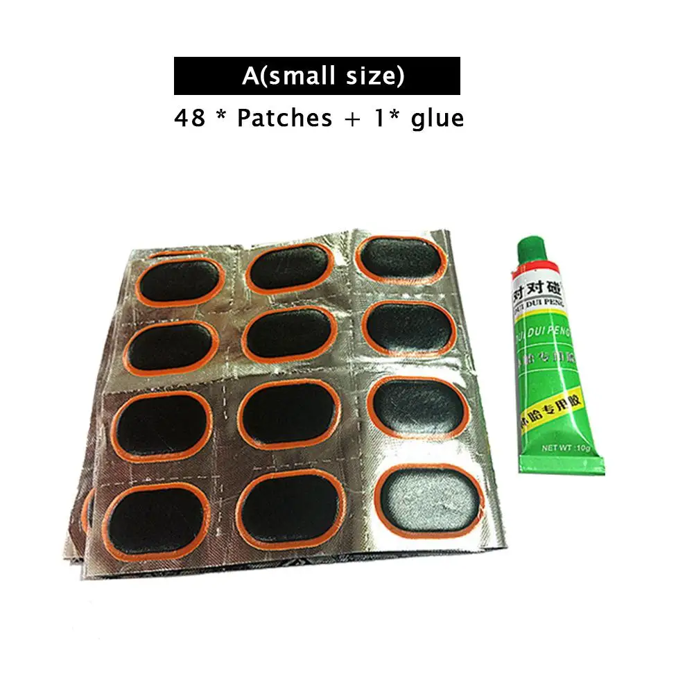 48 Pcs+1 Glue High Quality Round Motorcycle battery car mountain bike tire Rubber Patch Piece Cycling Puncture Repair Tools Kits 48 Pcs+1 Glue High Quality Round Motorcycle battery car mountain bike tire Rubber Patch Piece Cycling Puncture Repair Tools Kits