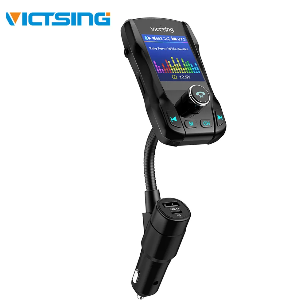 

VicTsing 1.8" FM Bluetooth Transmitter PD & QC3.0 Wireless Radio Adapter Audio Receiver Hands-free Support TF Card/Aux/U-disk