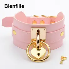 Негабаритный Харадзюку Пряжка ручной работы слой кожаный воротник дроссель Большой Круглый Золотой Серебряный БДСМ колье Фетиш Воротник Ожерелье