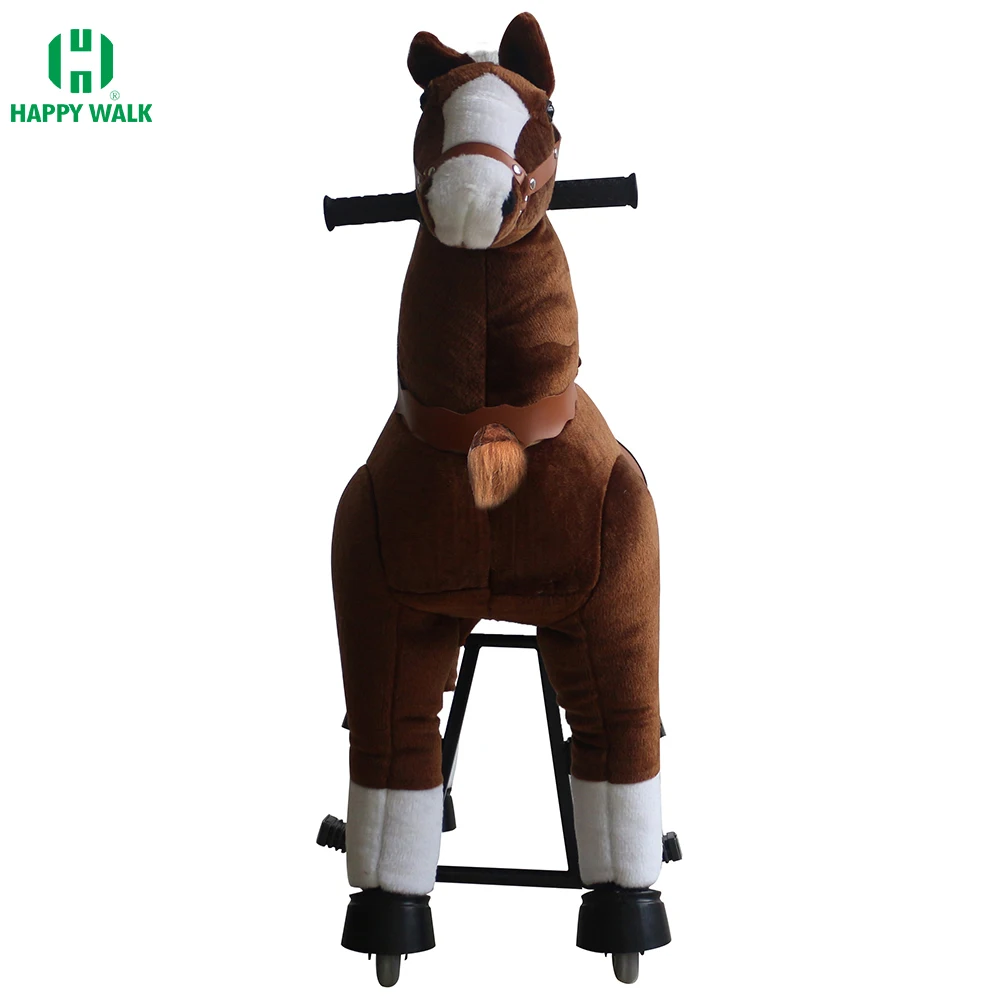 Плюшевая темно-коричневая Скакалка с белым копытом, размер М, механическая лошадь, самое смешное животное, верховая езда для больших детей, прогулочная гоночная игра
