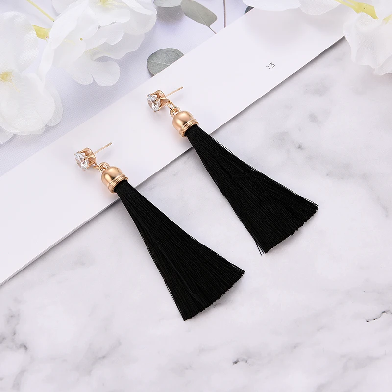 

2019 Fashion Ethnic Drop Long Tassel Earrings Bohemia Fabric Dangle Earrings Multicolor Charm Jewelry Accessories For Women