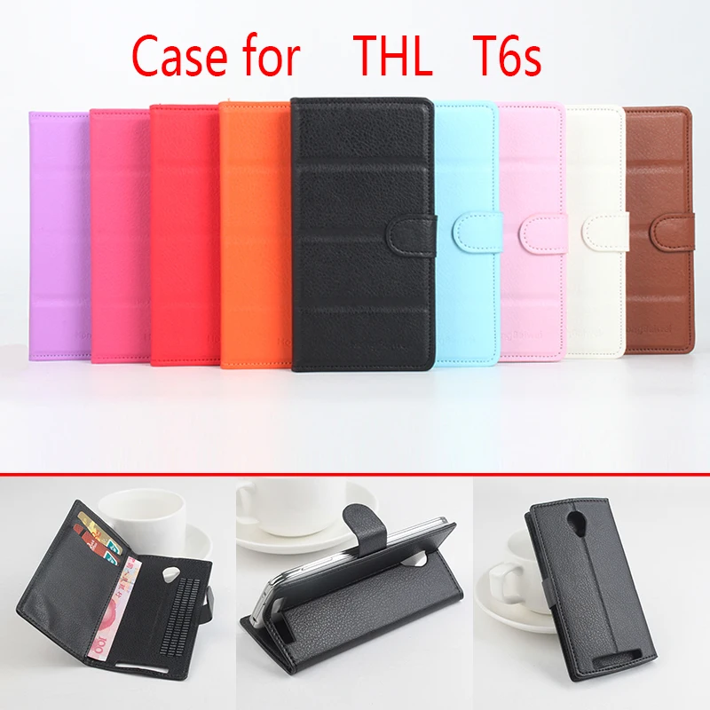 

HongBaiwei For THL T6s Flip Litchi Grain Leather Case Cover Luxury Phone Bag with Wallet Stand Card Solt