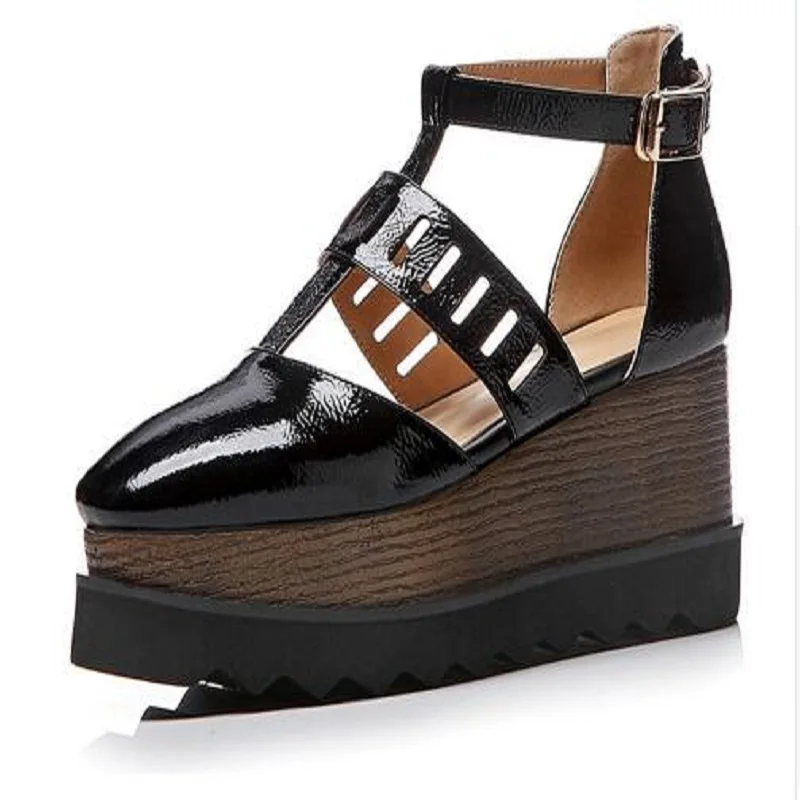

Women Heels Genuine Leather Women Pumps 2018 Top Quality High Heels Big Size Wedges Shoes 8 CM