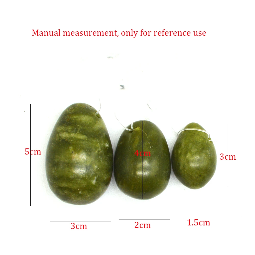 3 шт./компл. натуральный зеленый камень пробуренные нефрита яйца йони яйцо для Для Женщин Упражнения Кегеля подтяжки вагинальные шарики массаж мышц A378