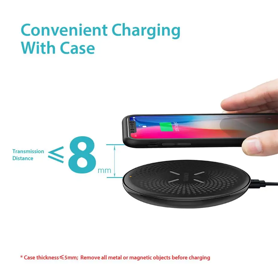 Romoss Wireless Charger for iPhone X 8 Plus 10W Wireless Charging for Samsung 4
