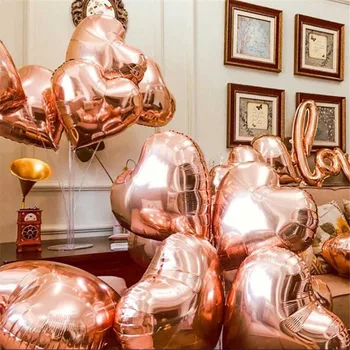 

50pcs/100pcs 18inch Rose gold heart foil balloons birthday Wedding Decoration Valentine's Party Helium Love Heart Balloon