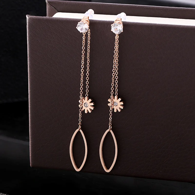 

Rose Gold Color Tassel Flower Stud Earring Female Woman Jewelry Party Stainless Steel Drop Shipping Never Fade 2019